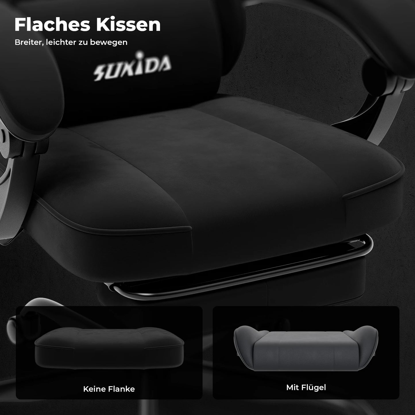 SUKIDA Gaming Chair with Footrest, Racing Chair Design PC Chair, Ergonomic Office Chair Adjustable with Lumbar Support