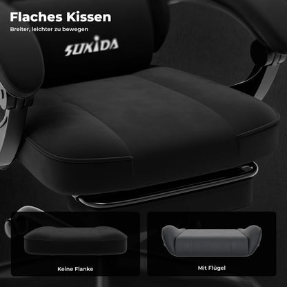 SUKIDA Gaming Chair with Footrest, Racing Chair Design PC Chair, Ergonomic Office Chair Adjustable with Lumbar Support