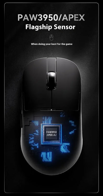 Rato Gaming Sem Fios AJAZZ AJ159 APEX Tri-Mode 8K, Sensor PAW3950 de Baixa Latência, Base de Carregamento, Personalizável, Leve, para PC Gamer