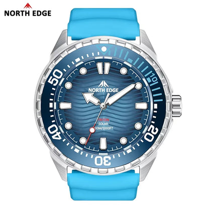 Stainless Steel Diving Watch Solar Energy Driven Quartz Watch Outdoor Waterproof Long Battery Life Rotatable Chronograph Ring