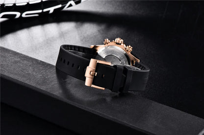 PAGANI DESIGN V2 40MM Herrenuhr mit Meteorit-Zifferblatt, Quarzwerk, Saphirglas, Retro-Chronograph, wasserdichte Uhr für Herren