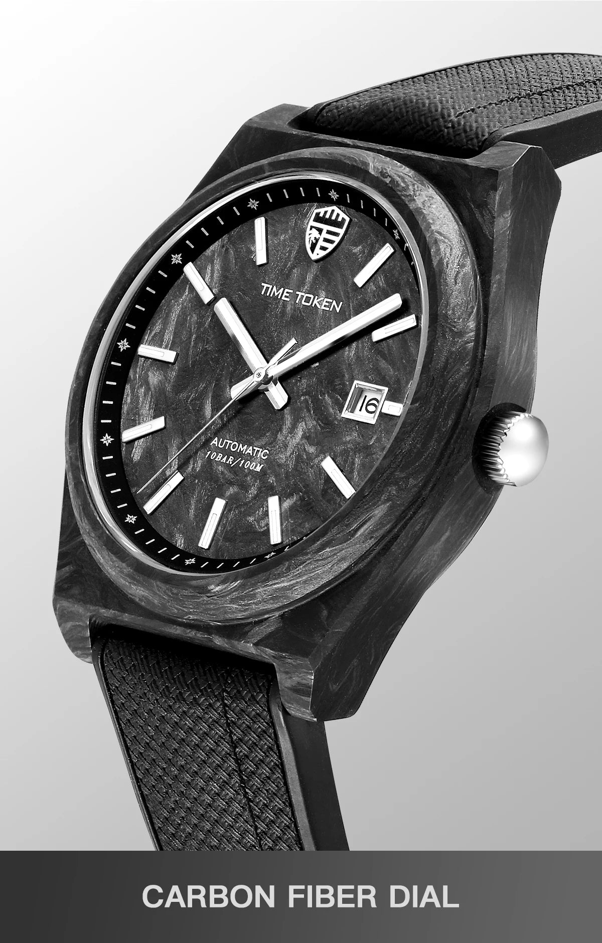 Orologio automatico luminoso in fibra di carbonio da 40mm, di lusso, impermeabile 100m, orologio subacqueo automatico da uomo con movimento Japan Miyota 8215