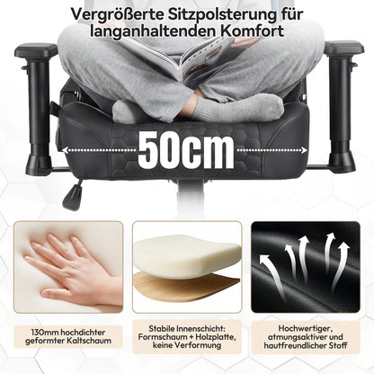 Devoko Gaming chair with 6-35 ° adjustable lumbarrest, thickened and wide seat cushion, ergonomic desk chair