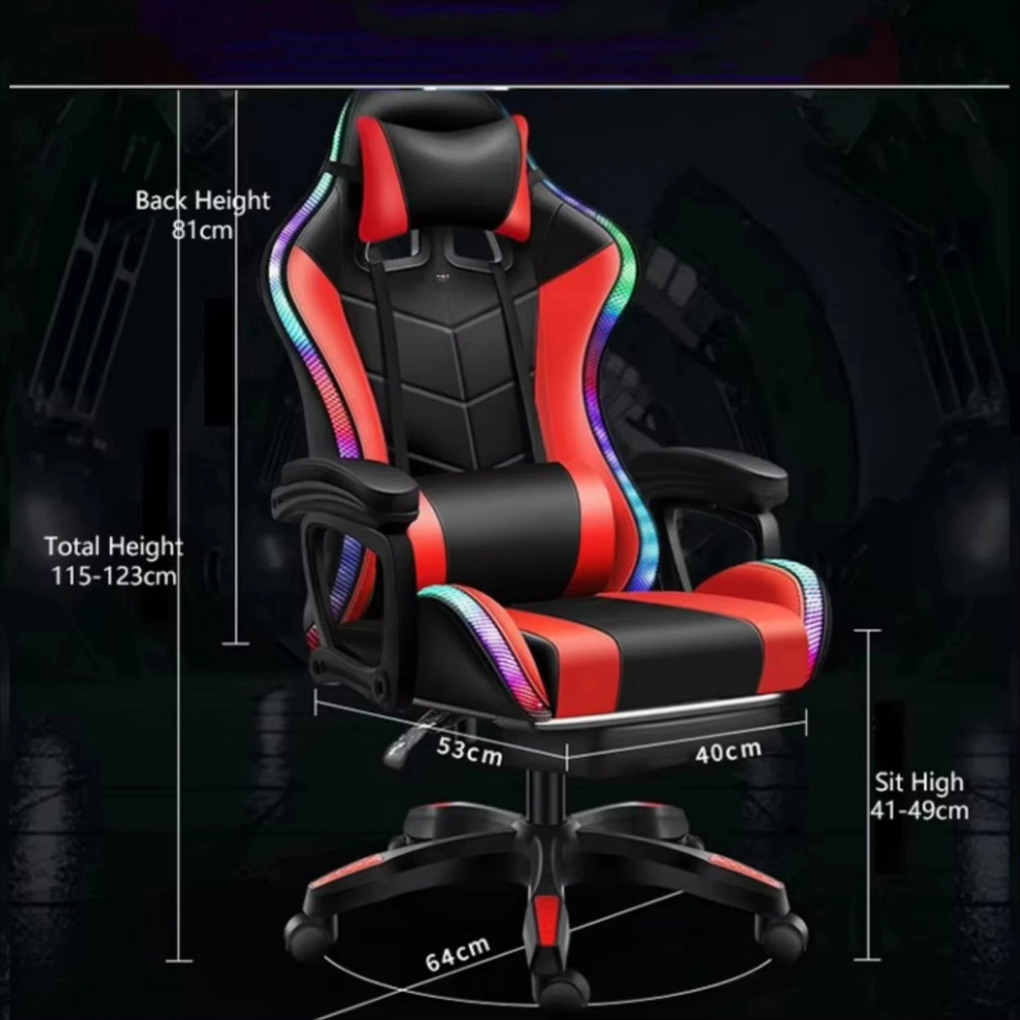 RGB Massage Gaming Chair Adjustable Racing Computer Gaming Chair with Ergonomic Design, Reclining Gamer Chair for Office, PC Gaming & Home Setup