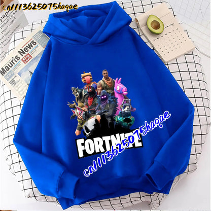 FORTNITED Children Long-sleeved Girls Boy Streetwear Boys Baby Hoodies Pullover Sweatshirt  Anime Fashion Kid Clothing Tops Gift