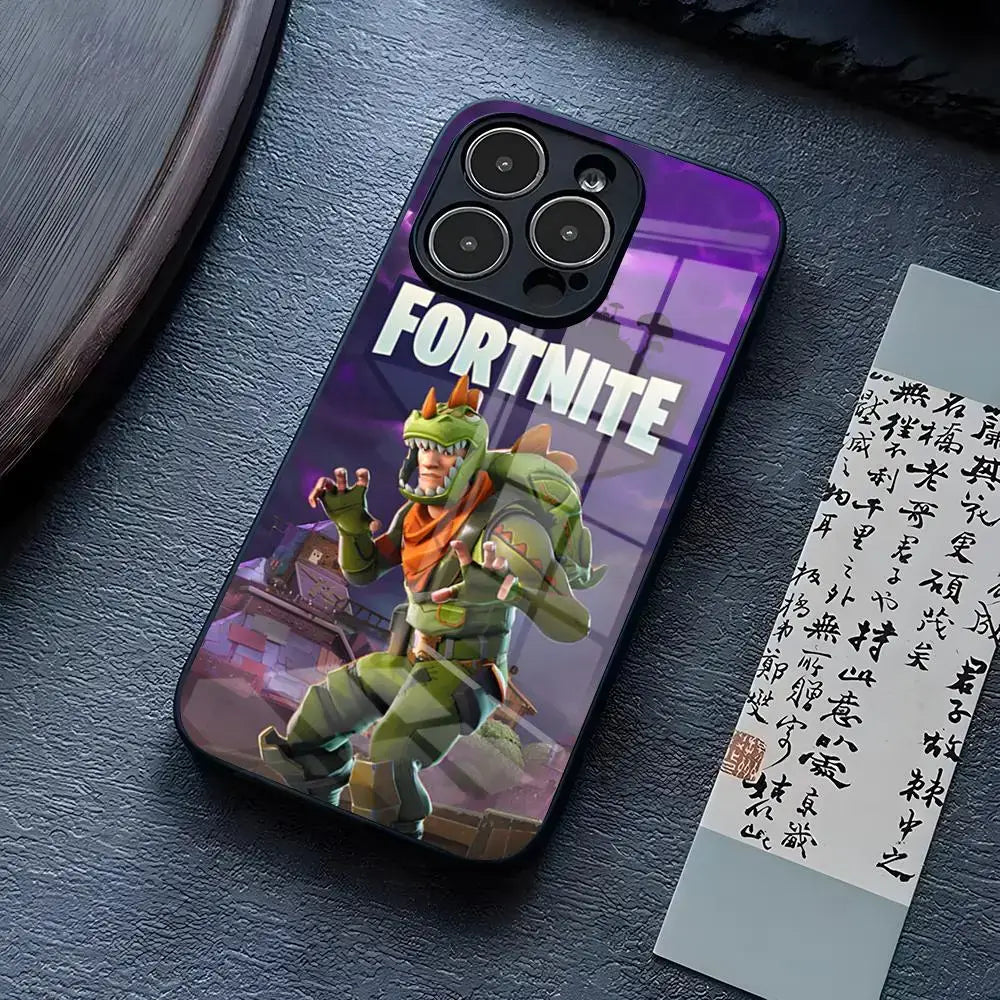 Θήκη τηλεφώνου B-Battle-R-Royales-F-FortniteS για iPhone 17 Pro Max 15 Pro 14 12 11 13 Mini X XR XS 16 Plus SE, γυάλινο κάλυμμα