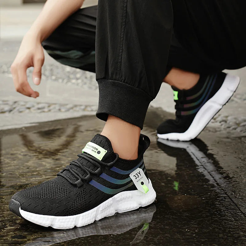 Chaussures de dehors Décontractées pour Homme, Baskets Légères et Respirantes, en Maille, Noires, de Course, d'Athlétisme, de Jogging, de Tennis, de Marche