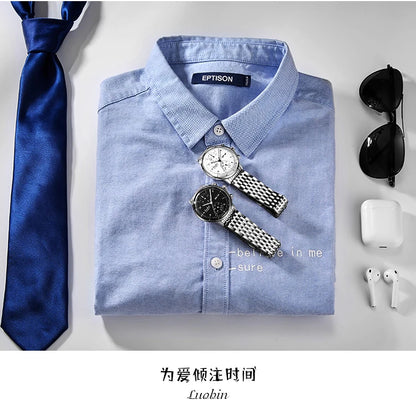Men's Business Watch Mechanical Movement Multifunction Chronograph Stainless Steel Waterproof Automatic Calendar Sapphire