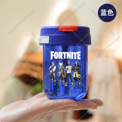 Game Fortnites Mini Straw Cups School Student Plastic Water Bottle Children Leak-proof Coffice Milk Cups Travel Outdoor Office