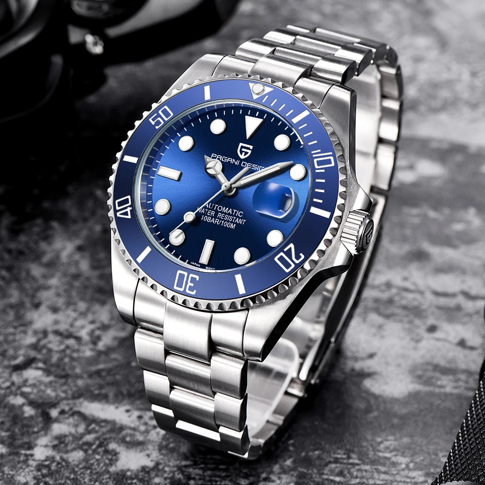 New PAGANI DESIGN Diving Automatic MechanicalWatch Luxury Sports WaterproofWatch Stainless Steel Sapphire Luminous Watch for Men