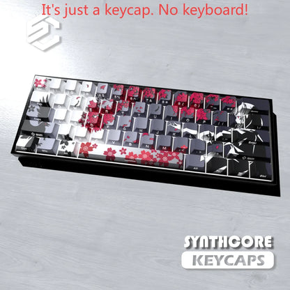 Sakura Raven Keycaps Cherry Side-engraved Translucent Keycaps PBT 129 Keys for Wooting 68/84/87/104 Mechanical Keyboards.