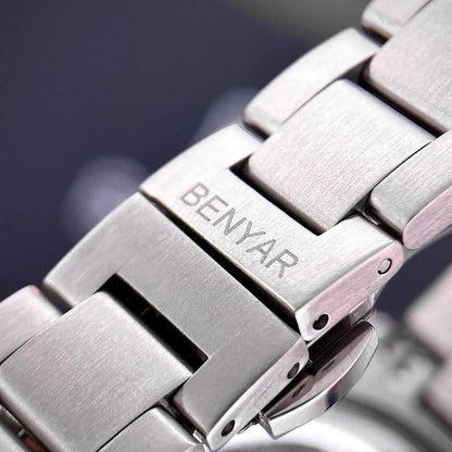 BENYAR luxury brand 40MM sand grain dial men's watch, stainless steel 50 meter waterproof automatic mechanical watch