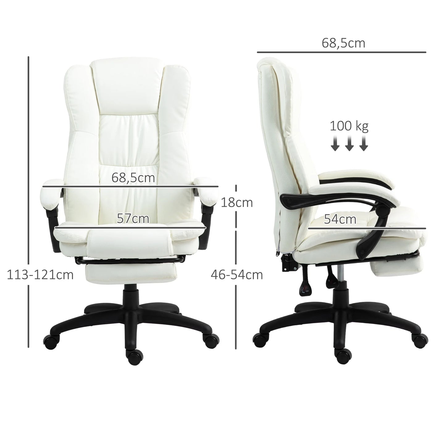 Vinsetto Swivel Office Chair with Adjustable Height Massage and Remote Control