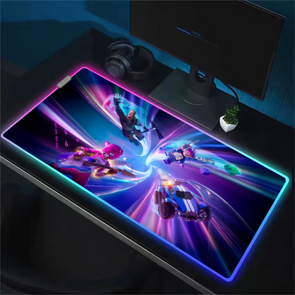 Game F-Fortnite Survival Battle Mauspad mit RGB-LED-Beleuchtung, rutschfester Gummibasis, wasserdicht, für Büro, PC und Zuhause, große USB-Gaming-Schreibtischmatte
