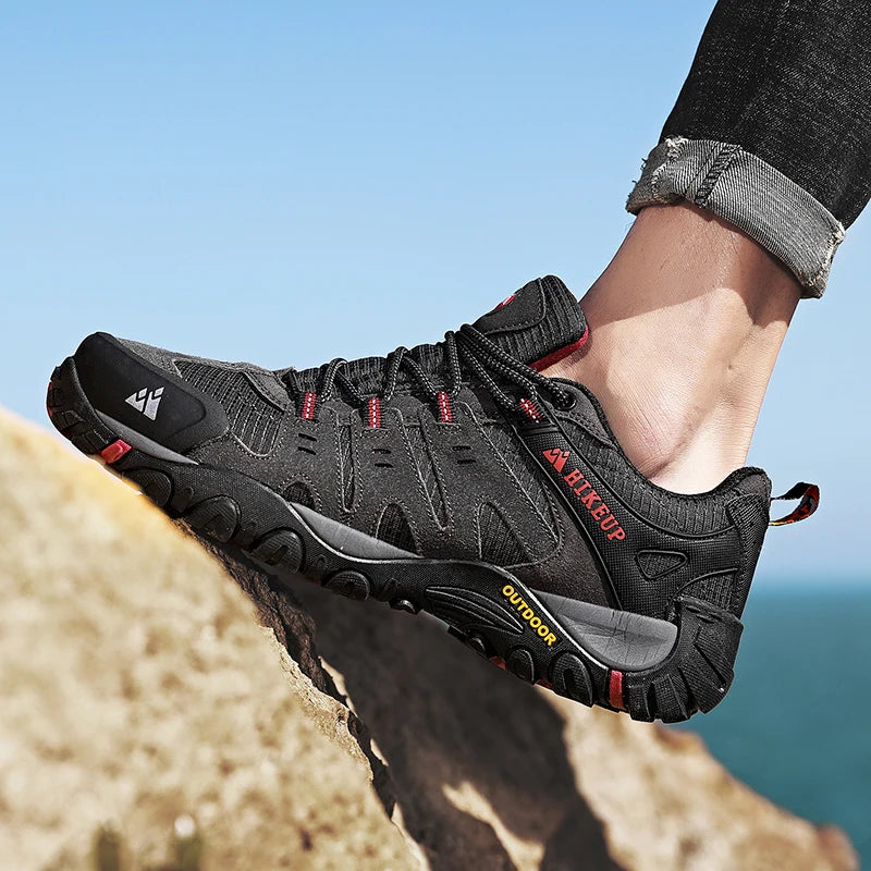HIKEUP Moški pohodniški čevlji iz semiša Čevlji za prosti čas Odporni na obrabo Moški čevlji za treking, hojo in lov Taktični športni čevlji