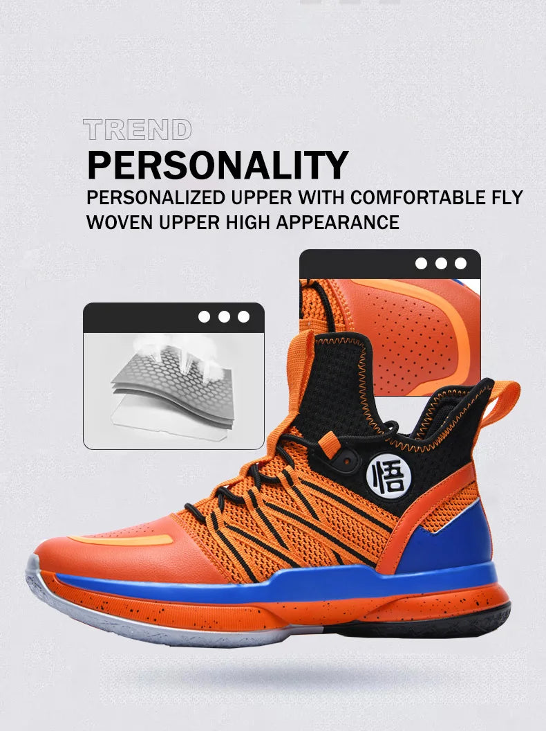 2024 New Dragon B Style Orange Men's Basketball Shoes Size 38-44 Air Cushioning Sport Sneakers Mesh Breathable Training Shoes