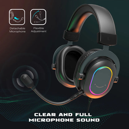 Auriculares gaming RGB FIFINE con micrófono – Auriculares USB circumaurales con cable, sonido envolvente 7.1, para PC, PS4 y PS5, con modos EQ y aislamiento de ruido