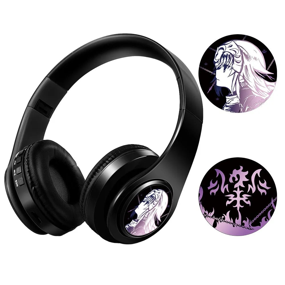 Auscultadores Anime Over-Ear Miku Nakano Sanjiu Bluetooth 5.0 – Headset Gaming Estéreo Sem Fios com Graves Profundos, Microfone e Suporte para Cartão TF