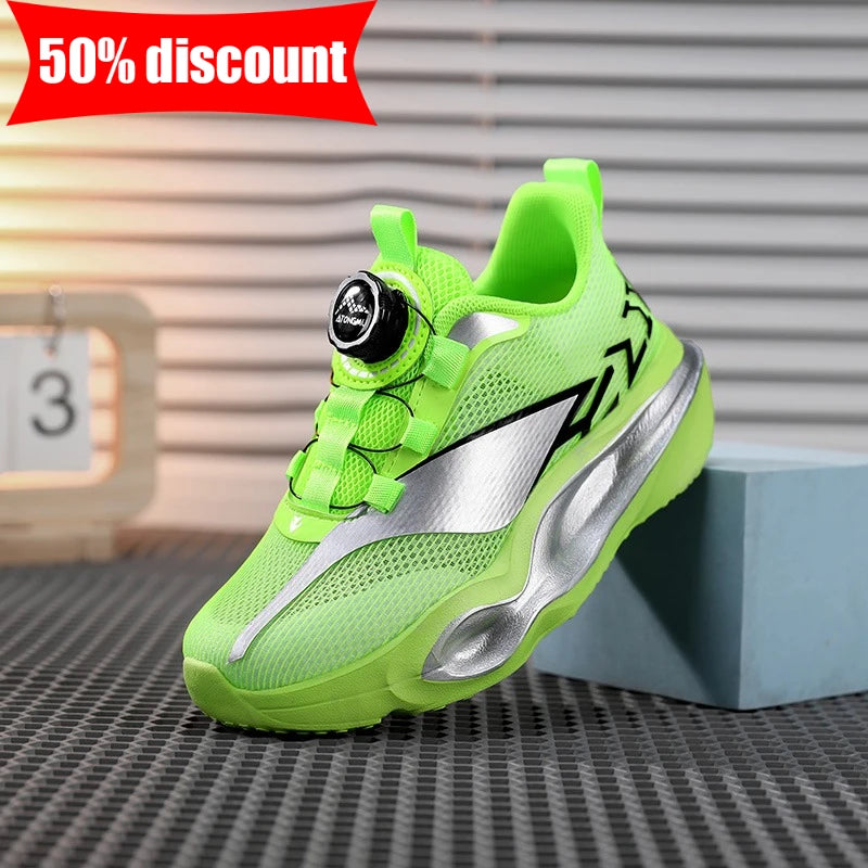 Children's Sneakers Fashion Thick Soft Sole Cushioning Elastic Casual Comfortable Tennis Shoes New Lightweight Mesh Jogging Shoes