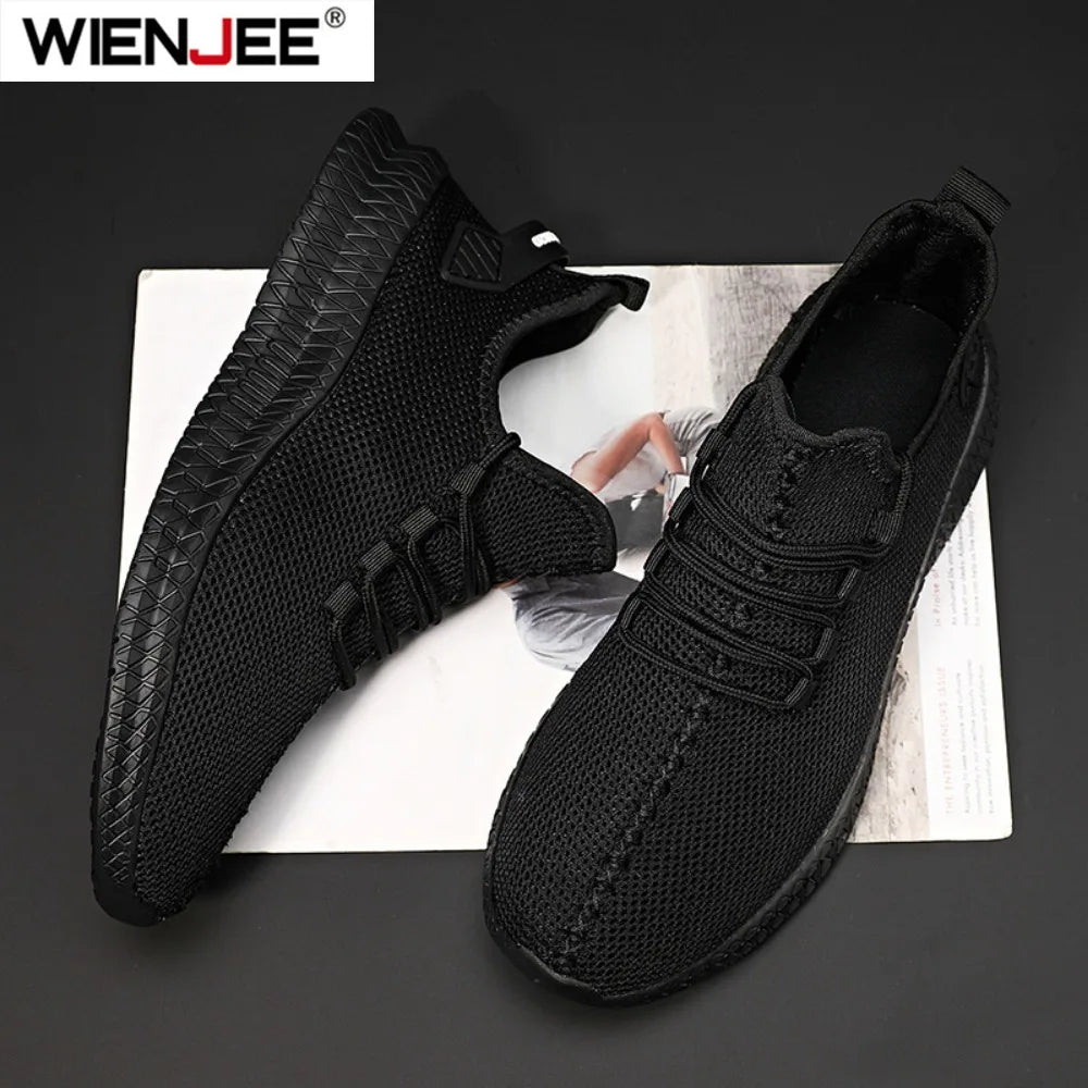 Antislip casual herensneakers, ademend, voor buiten, joggen, training, wandelen, sport, hardlopen, outdoor, geweven, gebreid, veterschoenen