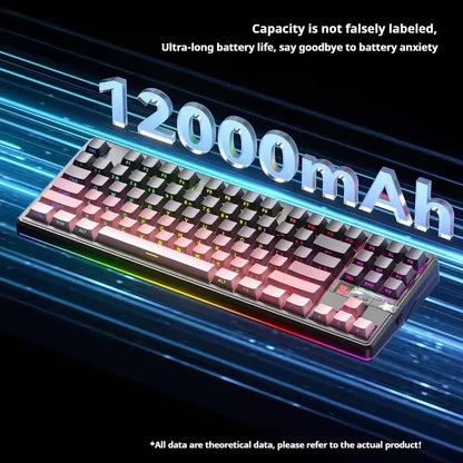 Teclado mecánico AULA F87 Pro V2 inalámbrico de 3 modos, batería de larga duración de 12000mAh, hot-swap, RGB Customi, teclado e-sports para gaming en PC