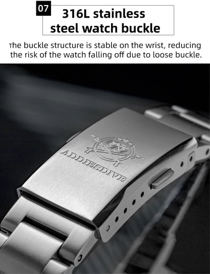 ADDIESDIVE Luxury Men's Automatic Watch Sapphire Glass Japan 8215 Mechanical Watch BGW9 Super Luminous Men Analog Watches AD2533