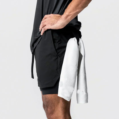 Produit gaming premium Fraquane, Dragon Ball Men's Double-layer Shorts Son Goku Summer Japanese Anime Fake Two-piece Sports Fitness Quick-drying Shorts, équipement gamer