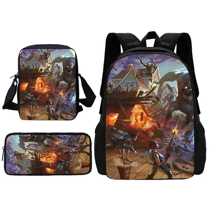 Hot Game Shooting Fortnite Child School Backpack with Shoulder Bag and Pencil Bags, School Bags for Boys and Girls, Best Gift