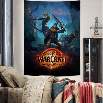 Duża drukowana makatka ścienna World Of Warcraft Hot Game, tania hipisowska dekoracja ścienna, boho makatki ścienne z mandalą, dekoracja do domu