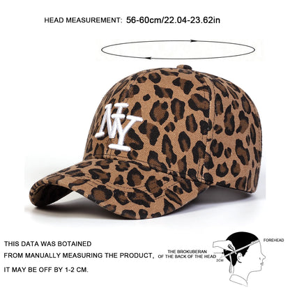 Unisex Letter Embroidery Leopard Print Baseball Caps Spring Autumn Outdoor Adjustable Casual Hats Sunscreen Hat Sports Cap