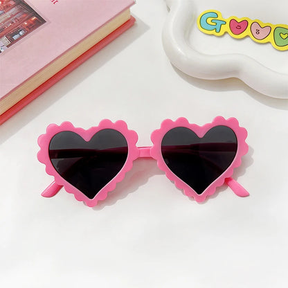 New Kids Cartoon Heart Sunflower Fruit Rabbit Ears Sunglasses Girls Boy Children Outdoor Round Polarized UV400 Sun Glasses