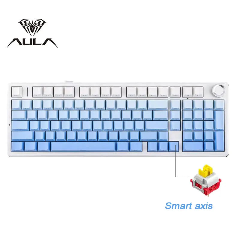 AULA F99PRO Gaming Mechanical Keyboard 99 Key Three Mode Wireless Hot Swappable Gasket Structure Custom Keyboard with Media Knob