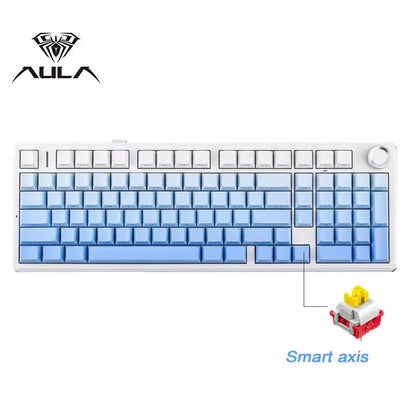 AULA F99PRO Gaming Mechanical Keyboard 99 Key Three Mode Wireless Hot Swappable Gasket Structure Custom Keyboard with Media Knob