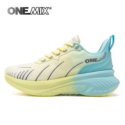 ONEMIX Bele tekaške copate za moške z zračno blazino, športni copati za zunanjo uporabo, moški športni copati, poletni copati za tek, ženska obutev