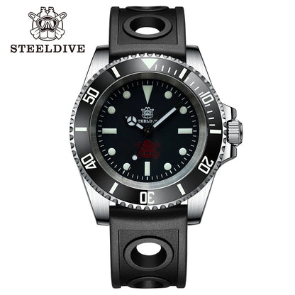 STEELDIVE SD1954 Black Dial 41MM Stainless Steel NH35 Automatic Movement What Ghost Men's 300M Dive Watch Sapphire Glass
