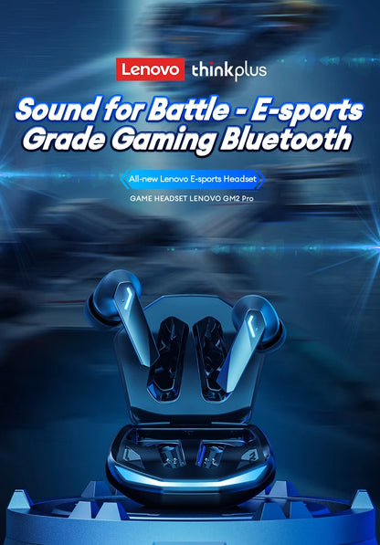Auriculares sem fios Lenovo GM2 Pro TWS Bluetooth 5.3 – Auriculares HD com controlo tátil e microfone, auscultadores desportivos à prova de água