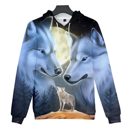 Classic Dolphins tigers wolves galloping horses animal 3D Print Hoodies Long Sleeve Sweatshirts Adult/Child Casual Pullovers
