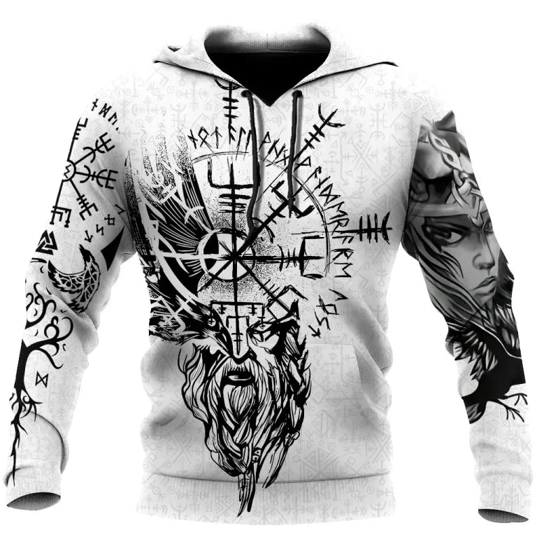 2023 New Autumn Men's Hoodie Wolf Print 3D Sweatshirts Urban Trendy All-Match Oversized Tops Poleron Hooded Clothes Men's Clothing