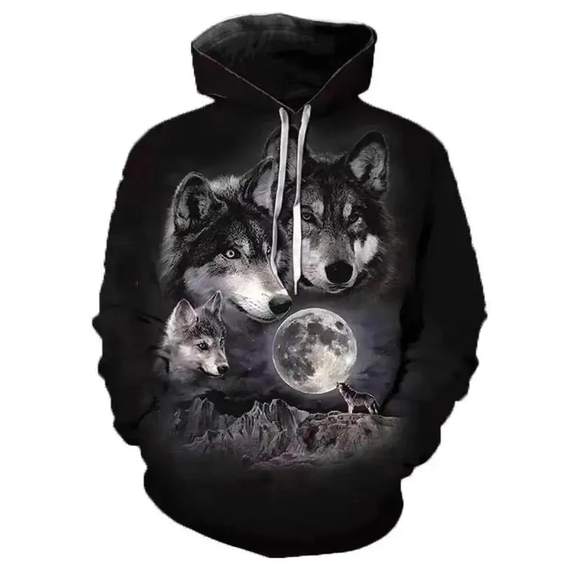 2023 Herbstmode Neu Lover Wolf Herren-Hoodie mit 3D-Muster, lockerer Herbst-Sweatshirt-Streetwear-Style, Fun-Brand
