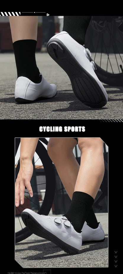 Zapatillas de ciclismo de velocidad para hombre, zapatillas de ciclismo de carretera, zapatillas con calas, zapatillas SPD, zapatillas de ciclismo para pedales planos, calzado de ciclismo para hombre, calzado para actividades al aire libre, color blanco