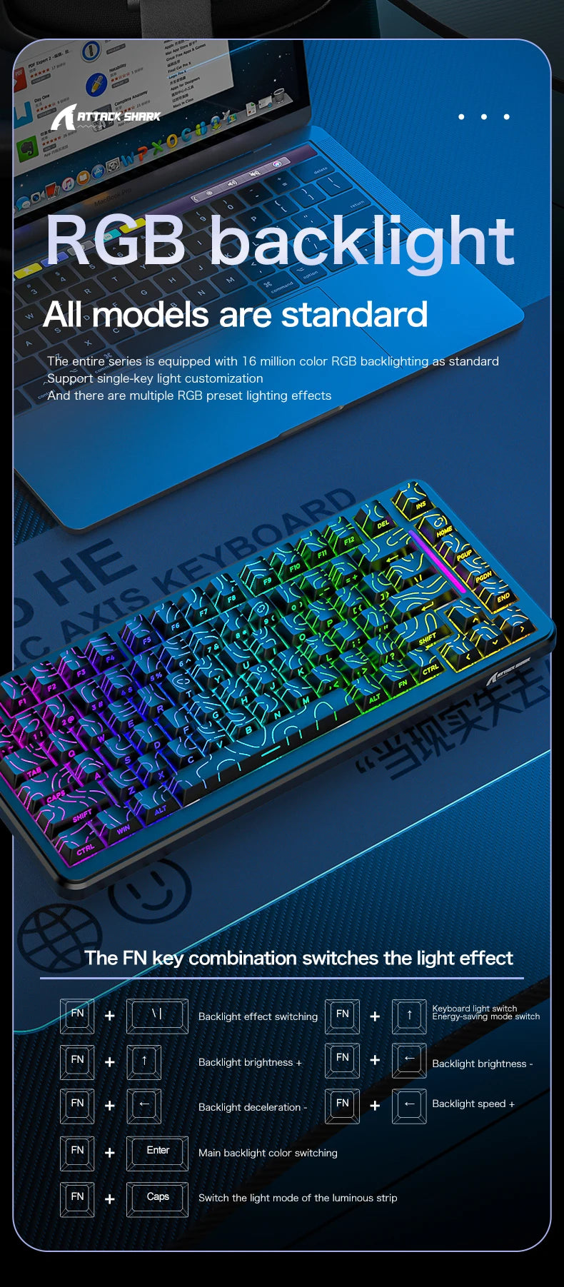 ATTACK SHARK X82Pro HE Wireless Magnetic Axis Gaming Keyboard 8KHz Rate 0.01mm RT Precision 5000mAh Tri Mode RGB 82 Keys PBT