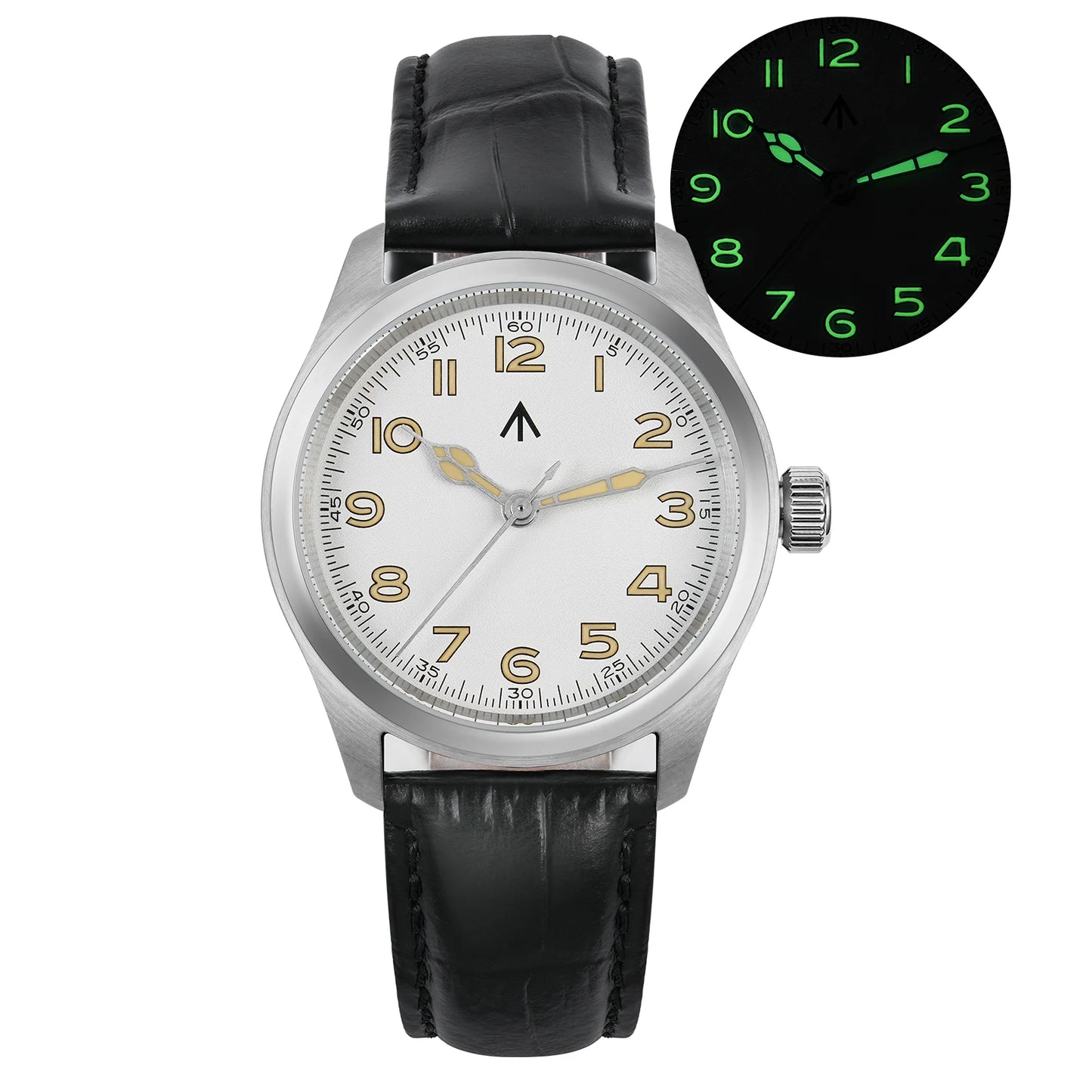 Militado ML08 Quartz Watch VH31 Movement Double Domed Sapphire Crystal Wristwatch Super C3 Green Luminous 38mm Vintage Watches