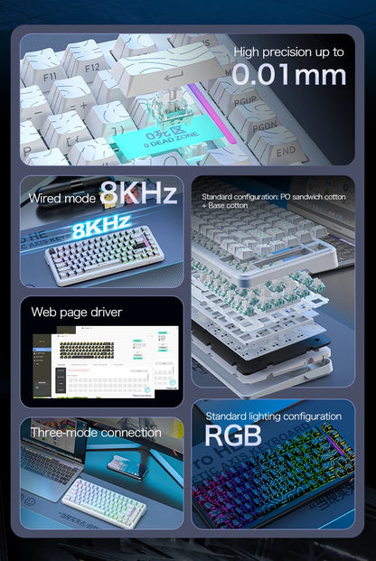 ATTACK SHARK X82Pro HE Wireless Magnetic Axis Gaming Keyboard 8KHz Rate 0.01mm RT Precision 5000mAh Tri Mode RGB 82 Keys PBT