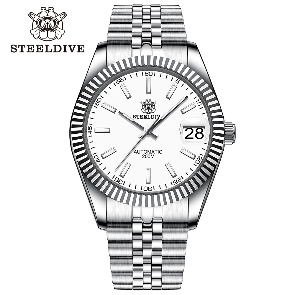 STEELDIVE Turquoise SD1933 Water Ghost Watch 200m Waterproof Sapphire Date NH35 Automatic Mechanical Watch with Bracelet