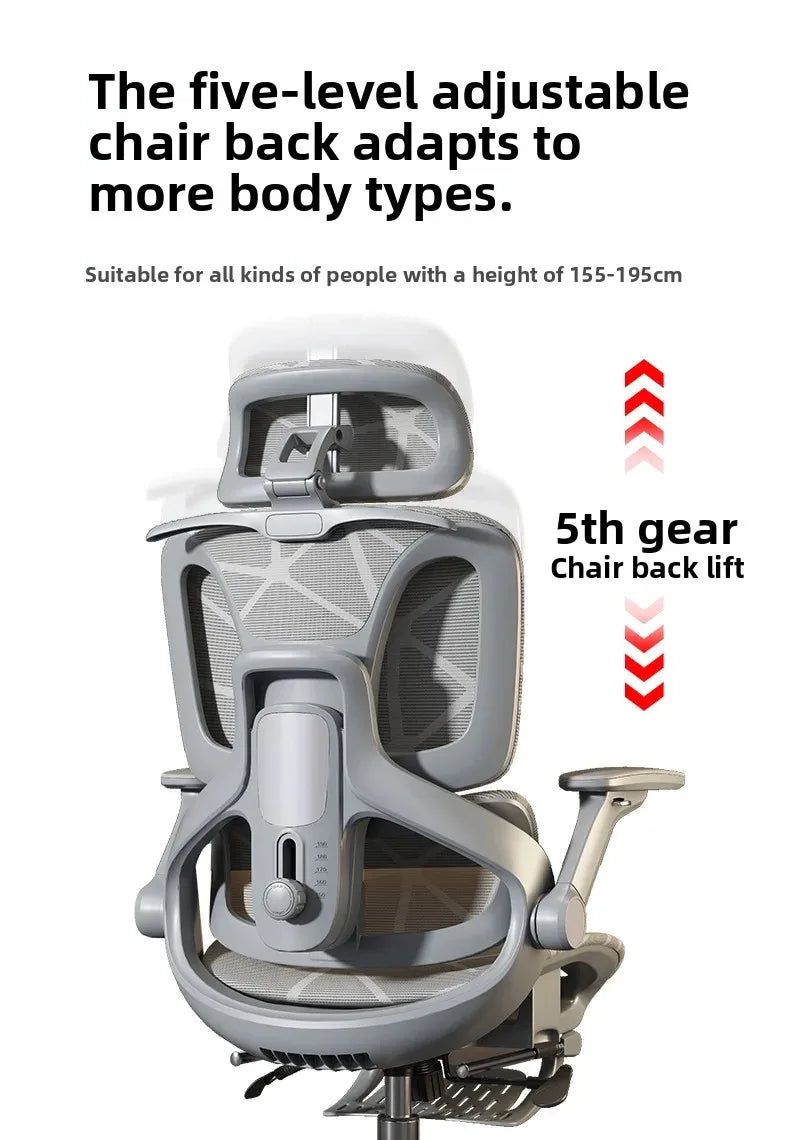 Air Titan kontor- og gamingstol i fuld mesh med ergonomisk lændestøtte i tre zoner til computer- og skrivebordsbrug for studerende, med ventilerende design
