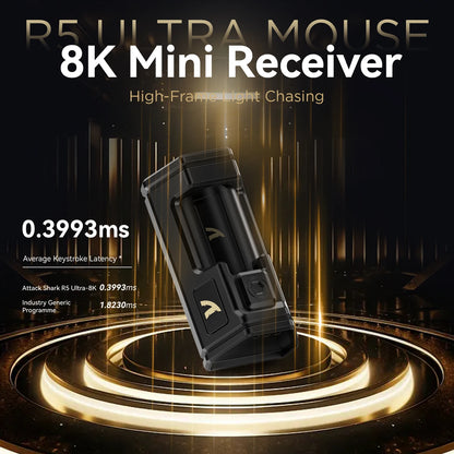 ATTACK SHARK R5 Tri-mode Ultra Wireless Gaming Mouse Carbon Fiber 8K ,PAW3950MAX ,8000Hz Wireless Polling Rate, DPI up to 42000