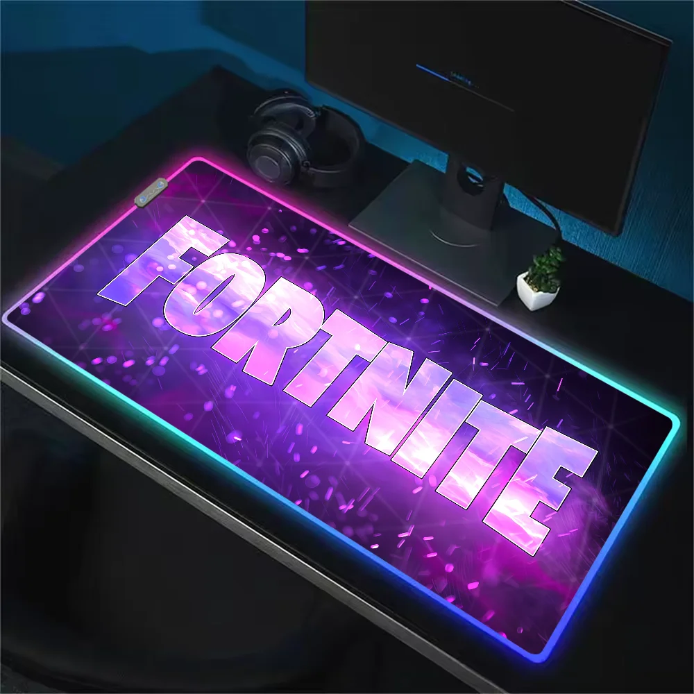Game F-Fortnite Survival Battle Mauspad mit RGB-LED-Beleuchtung, rutschfester Gummibasis, wasserdicht, für Büro, PC und Zuhause, große USB-Gaming-Schreibtischmatte