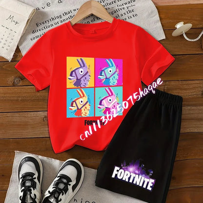 Fortnite T-shirt and Shorts for Boys and Girls Tee Pants Set Summer 2pcs Children Clothing Tops T-shirts Fortnite Print Tees Gift