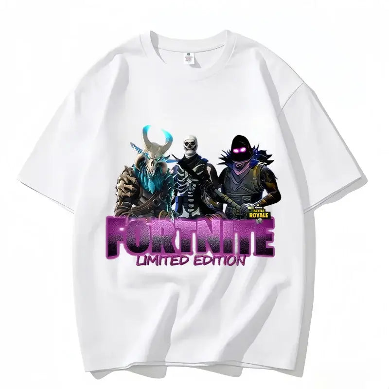 Fortnite Crew Neck T-Shirt Unisex Adult Game Dance Fashion New Pure Cotton Short Sleeve Tops Perfect for Casual Wear Vacations