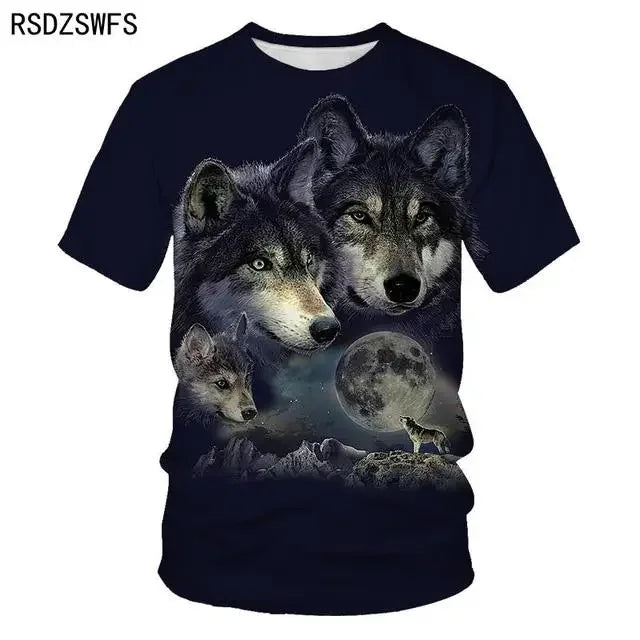3D Fierce Animal Printed Men's Clothing Casual Fashion Wolf Pattern Short Sleeve Pullover Outdoor Daily Trend T-shirts For Men
